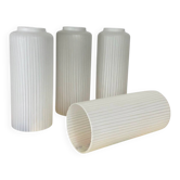Lot de 4 tulipes droites en verre strié blanc pour lampe applique lustre