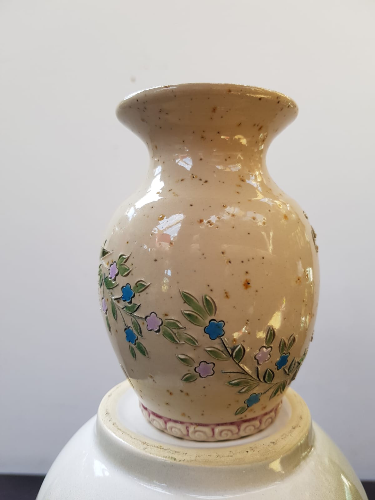 Old Vase Sandstone Alsace GRAESSEL Beige Décor Chisled Made In FRANCE Vintage