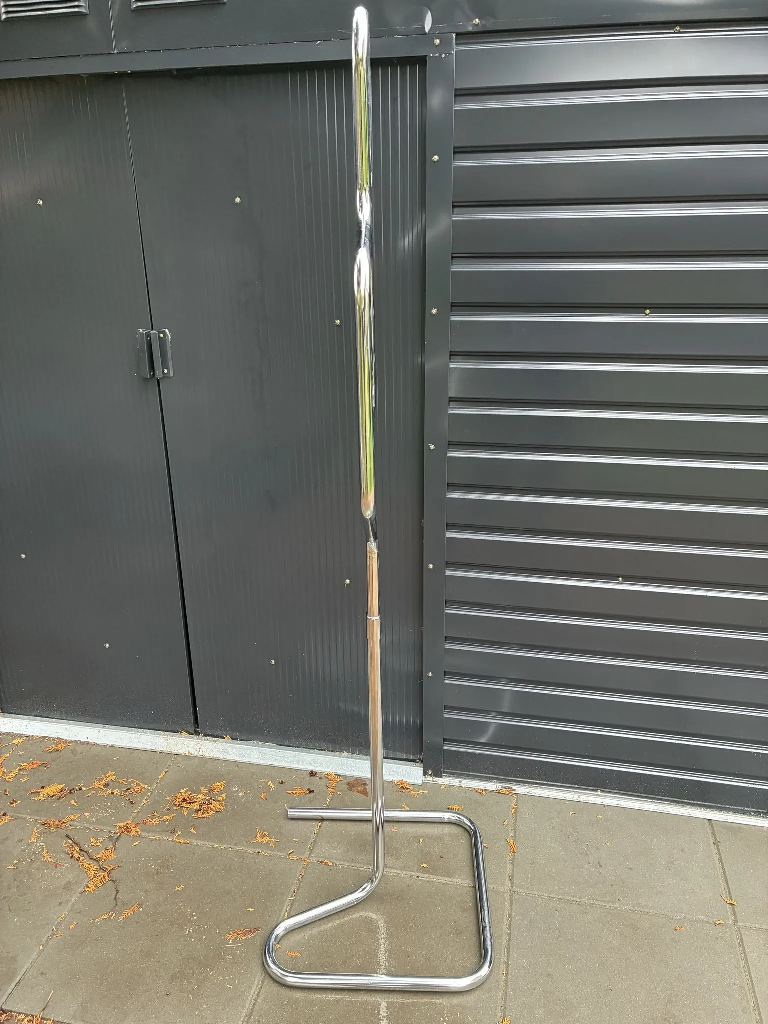 Chrome tubular valet stand in a human silhouette shape, 1980s