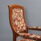 Antique walnut, maple, and fabric armchairs, Italy, late 19th century.