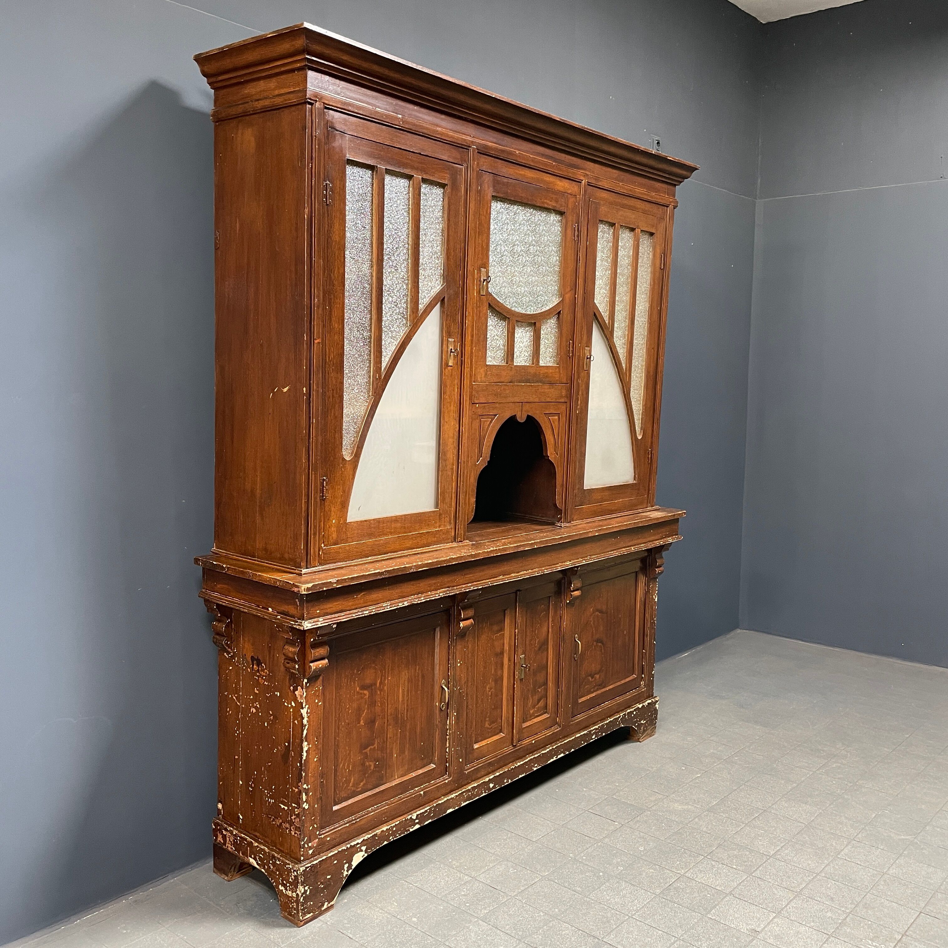 Large art deco cafe cabinet from Belgium, 1920s.