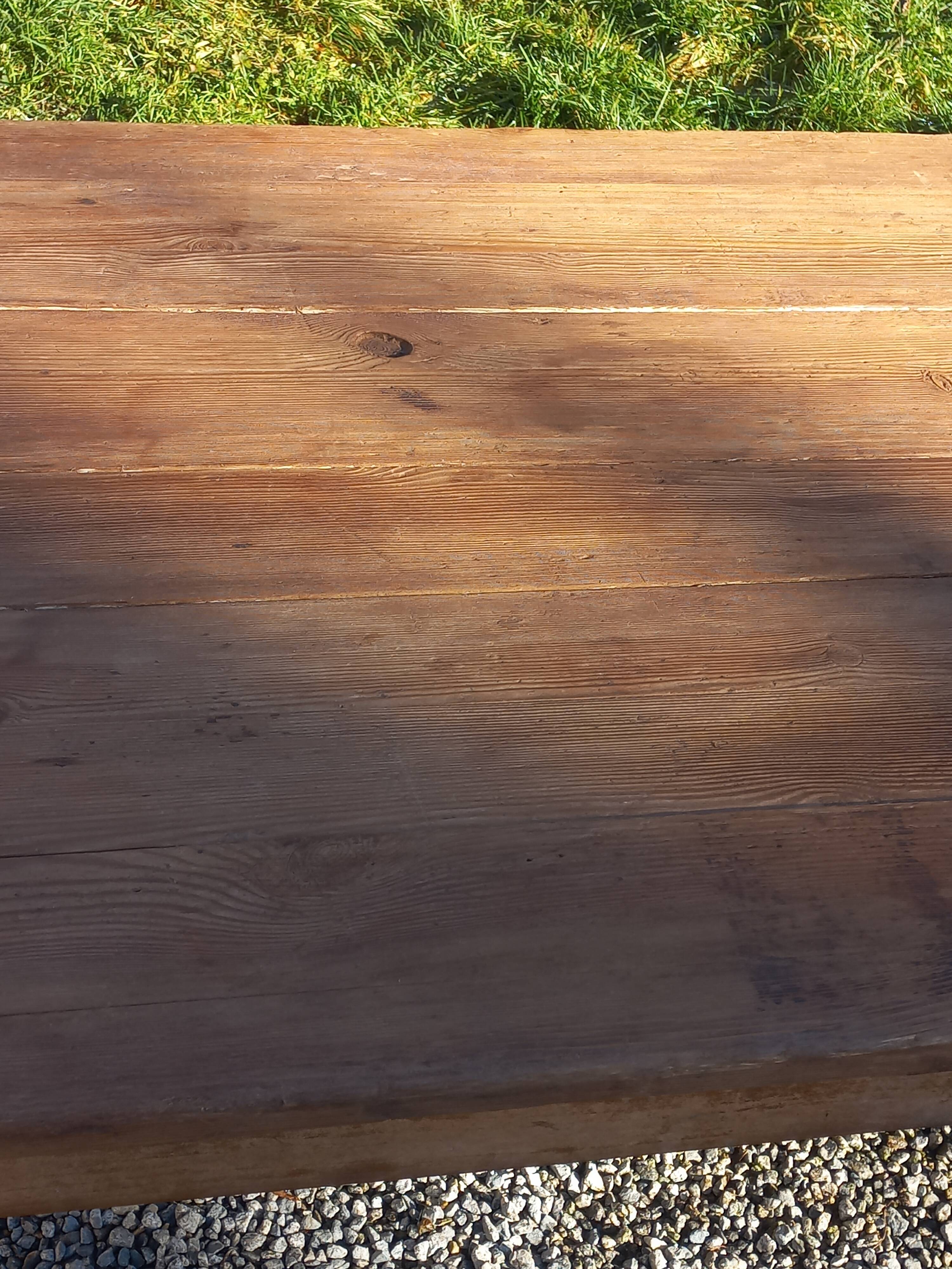 Brutalist farmhouse table Antique wooden workshop table 200cm