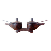 Salt and pepper shakers in carved wood, african craftsmanship