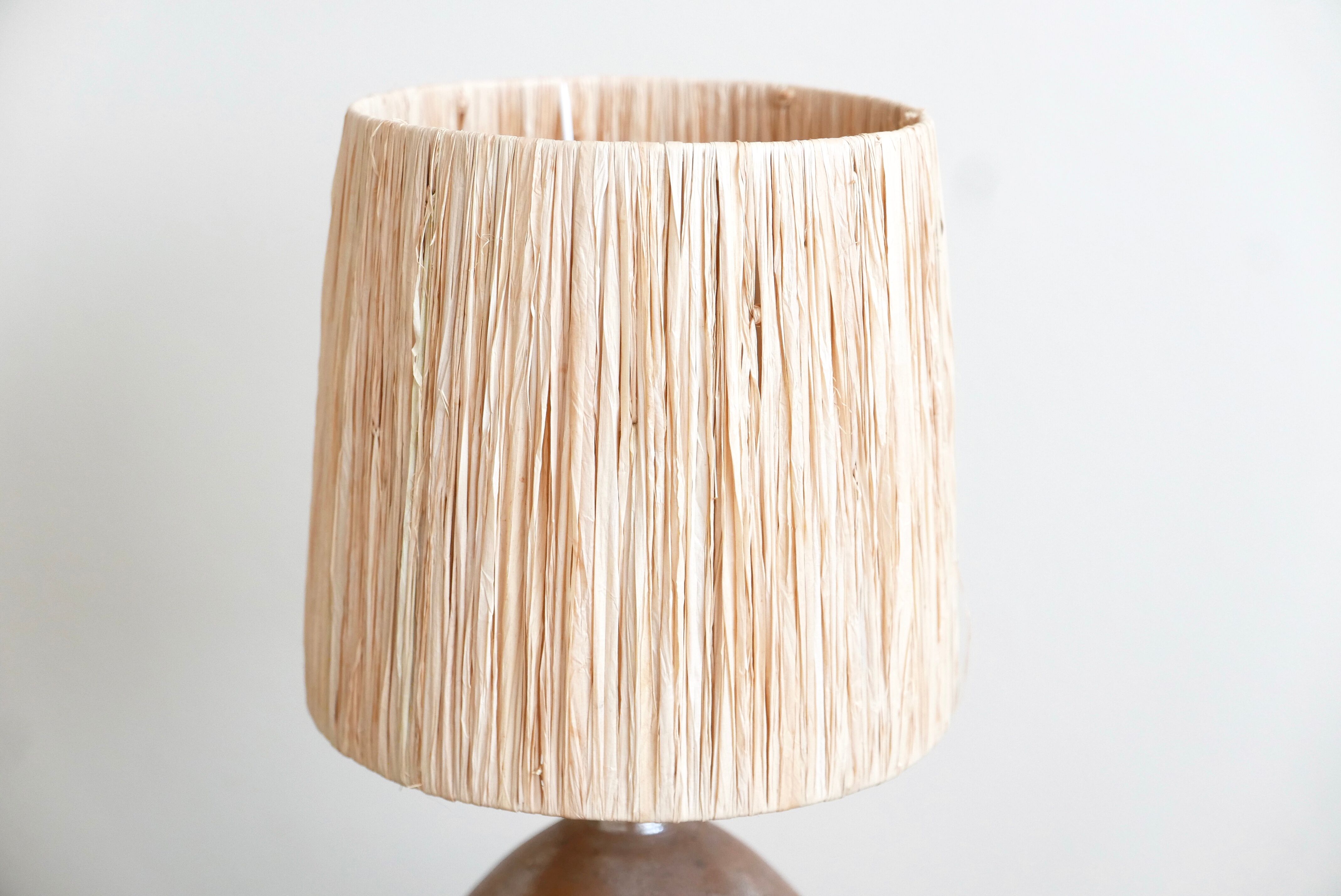 Sandstone ball lamp, raffia day sores, 60s