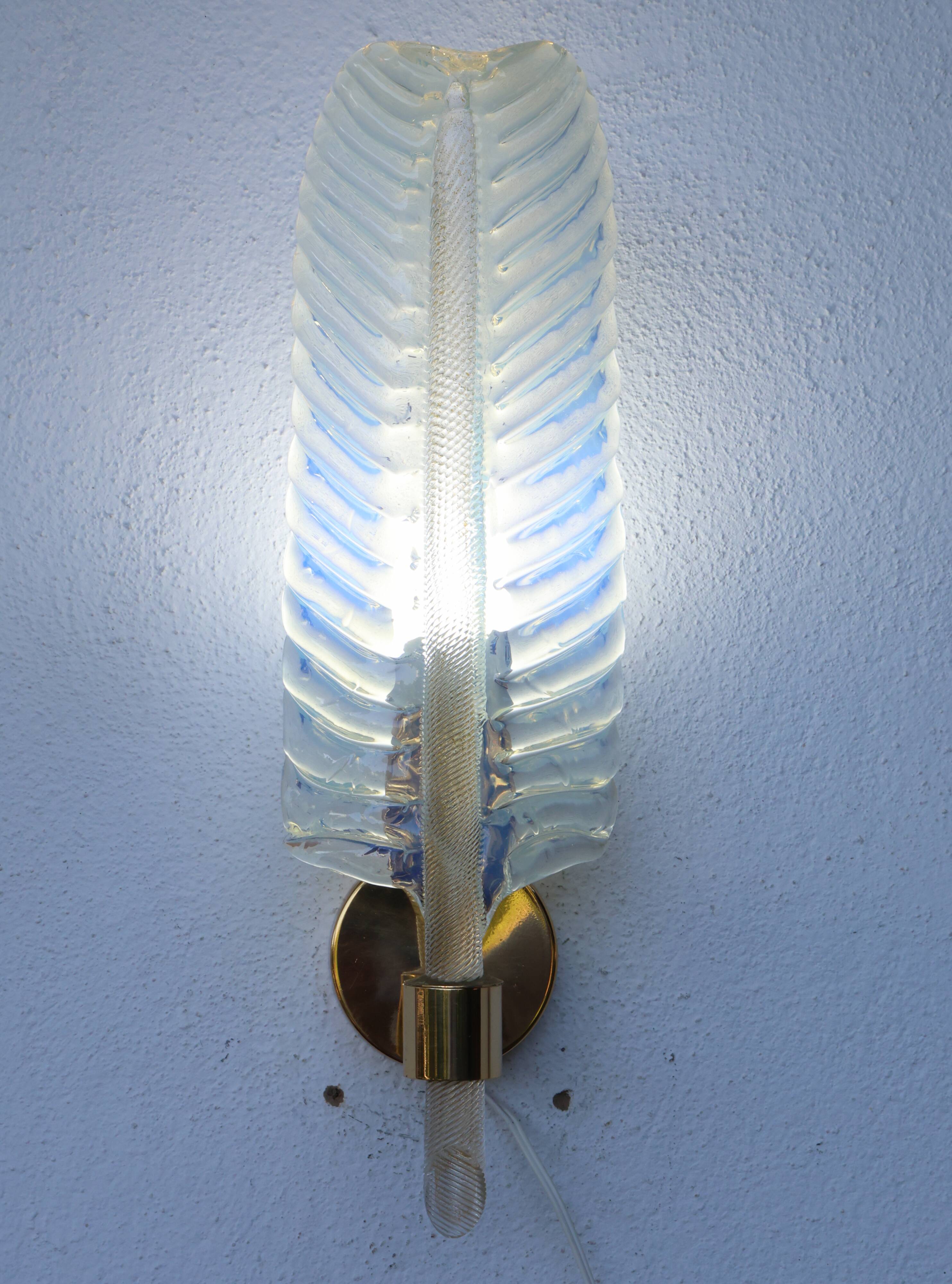 Rare Set of 2 Luxury Barovier e Toso Leaf Wall Light