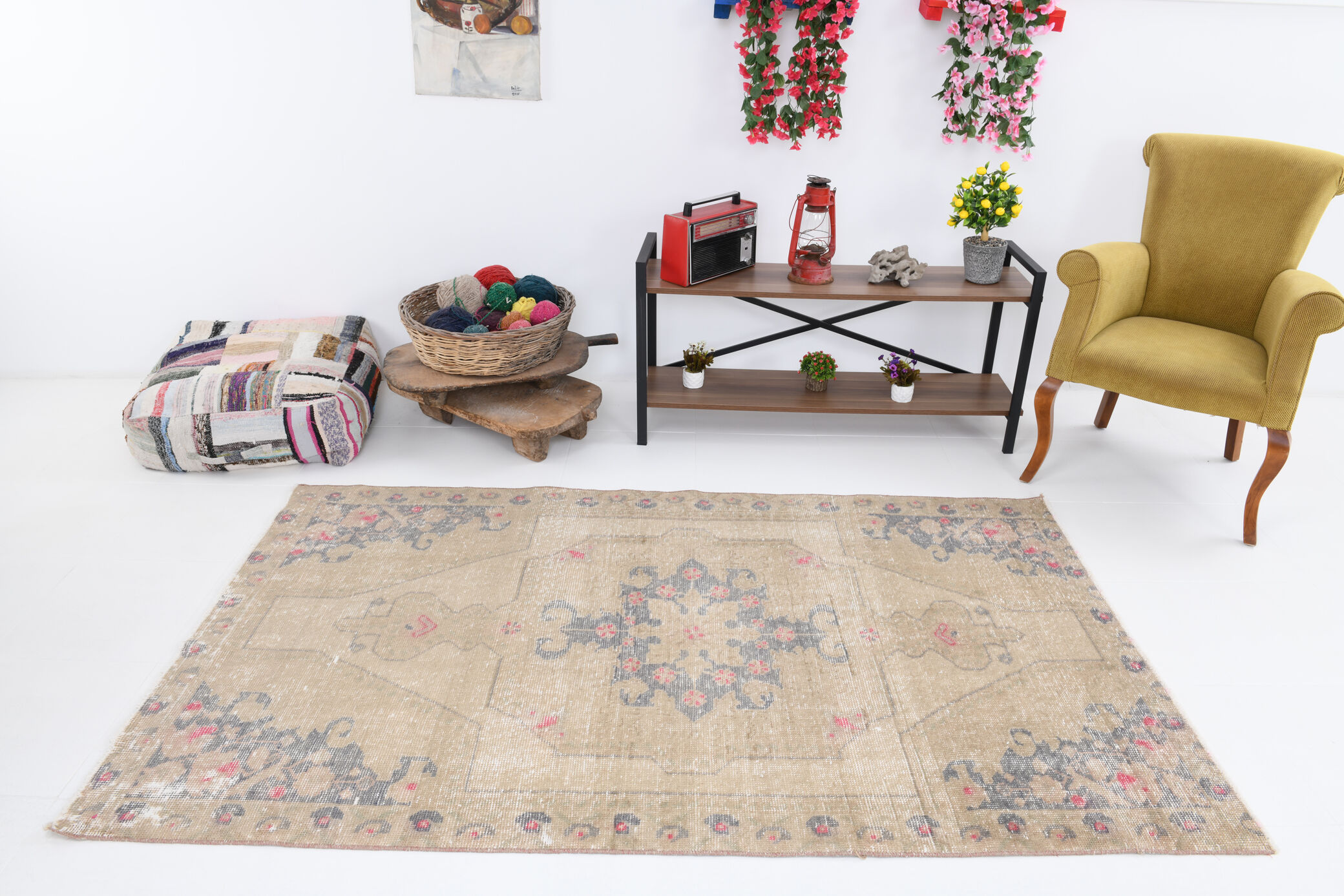 4x7 faded brown turkish rug