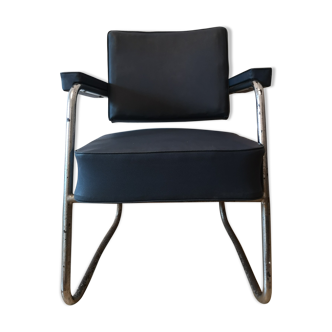 Fauteuil Pullman industriel années 50 60 vintage bleu