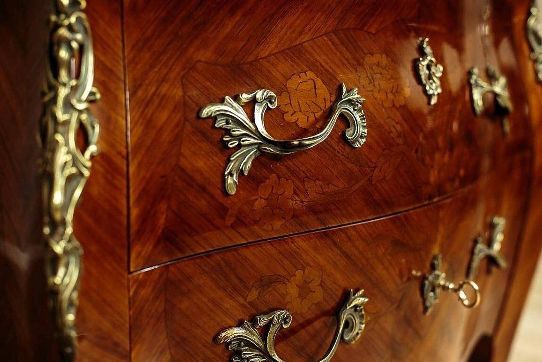 Neo-Rococco Inlaid Dresser Veneered with Mahogany, 1930