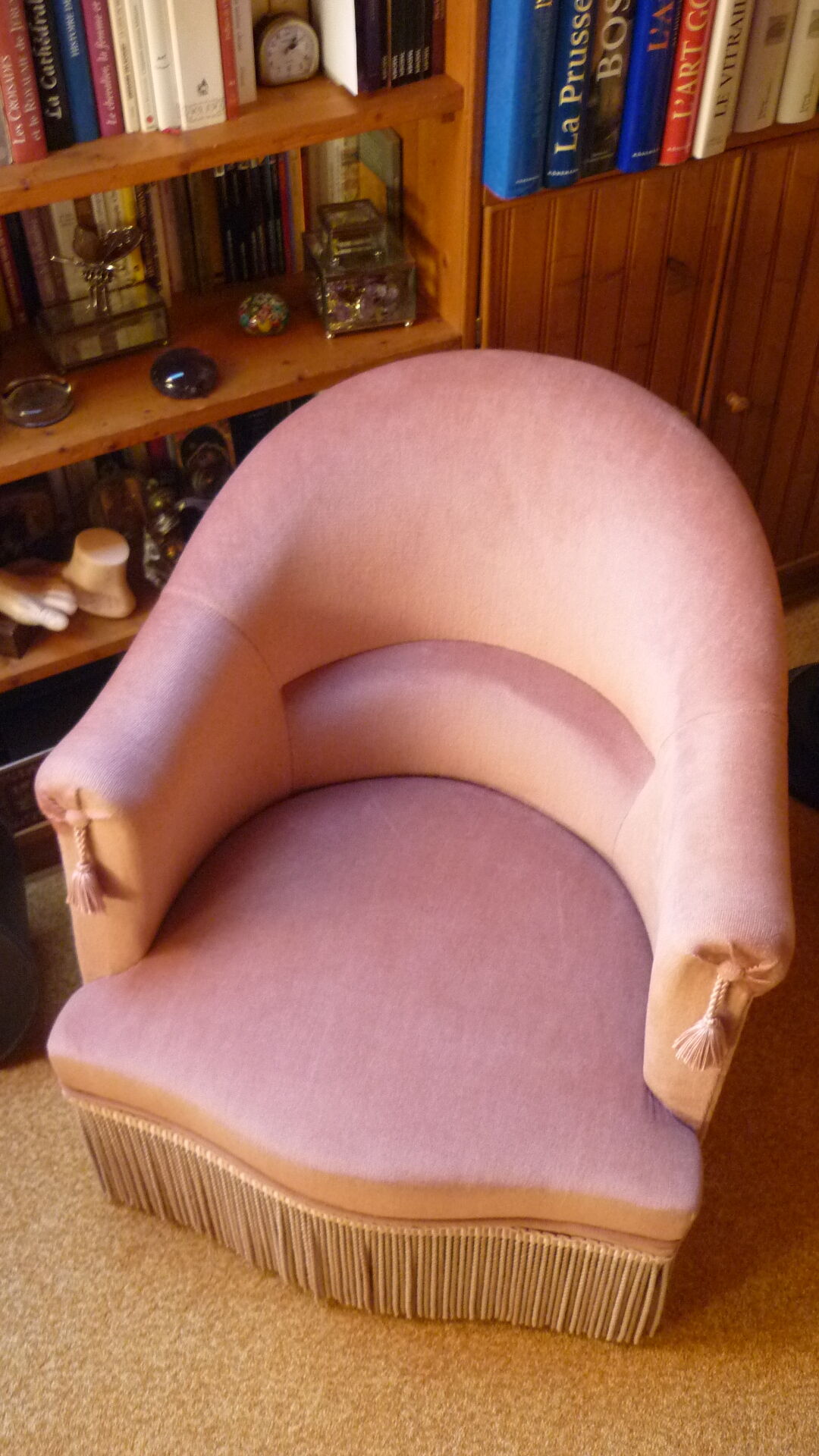 Armchair Toad velvet rose
