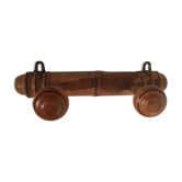 Ancien portemanteau mural vintage 2 patères en bois tourné