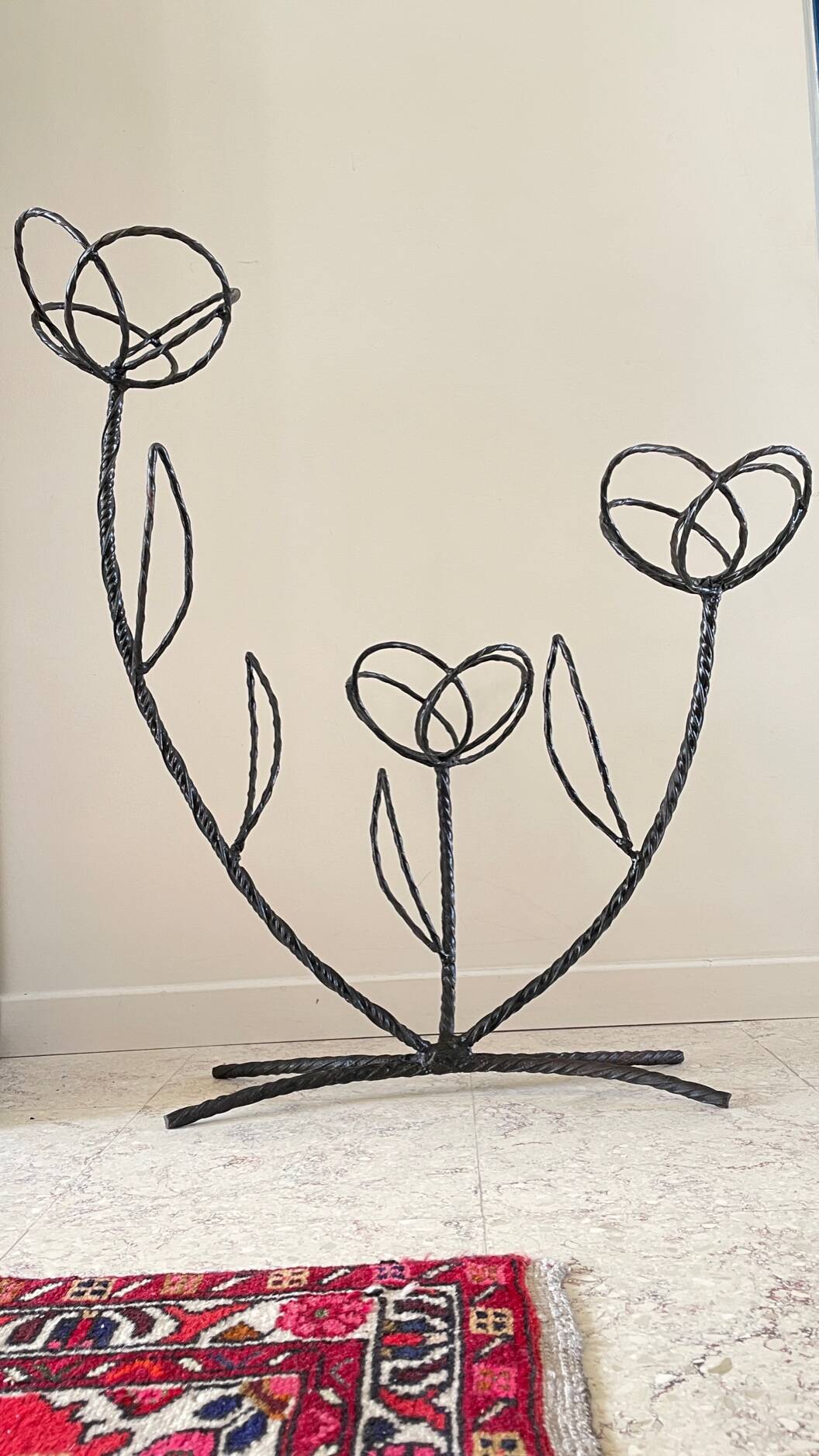 Vintage curved steel plant shelf