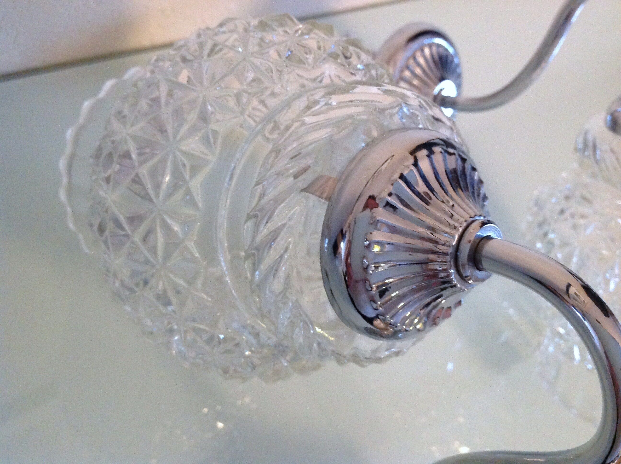 Pair of structured glass and chrome metal, 60s