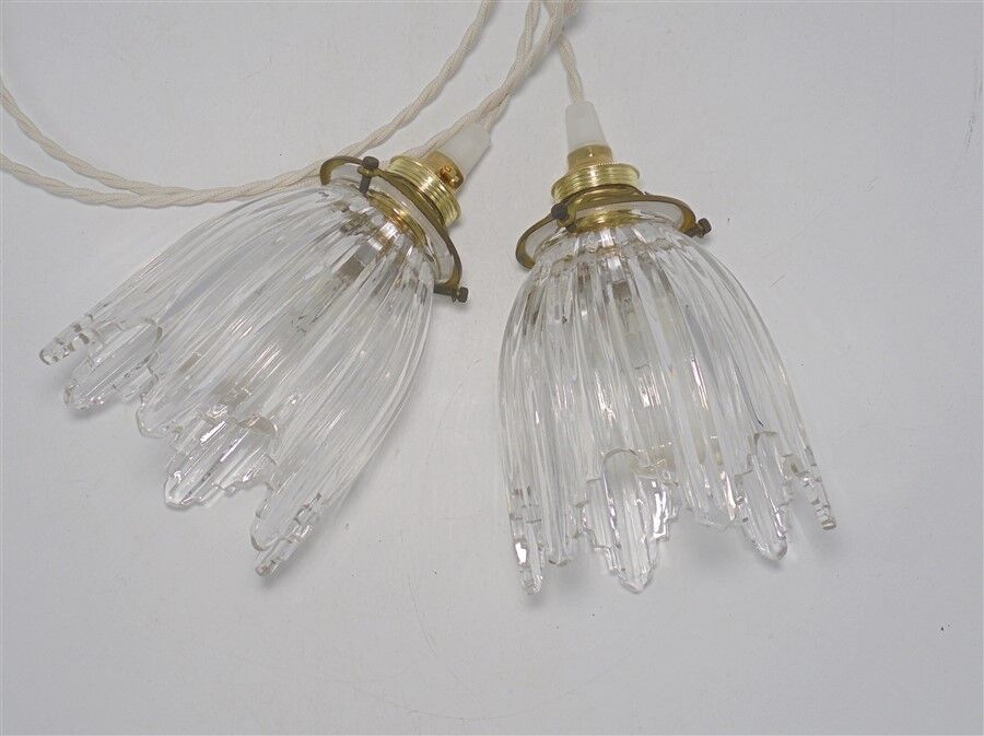 Pair of glass pendant lights