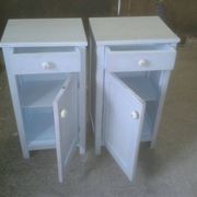 Tables de chevet allemandes vintage peintes en bleu, années 1950, lot de 2