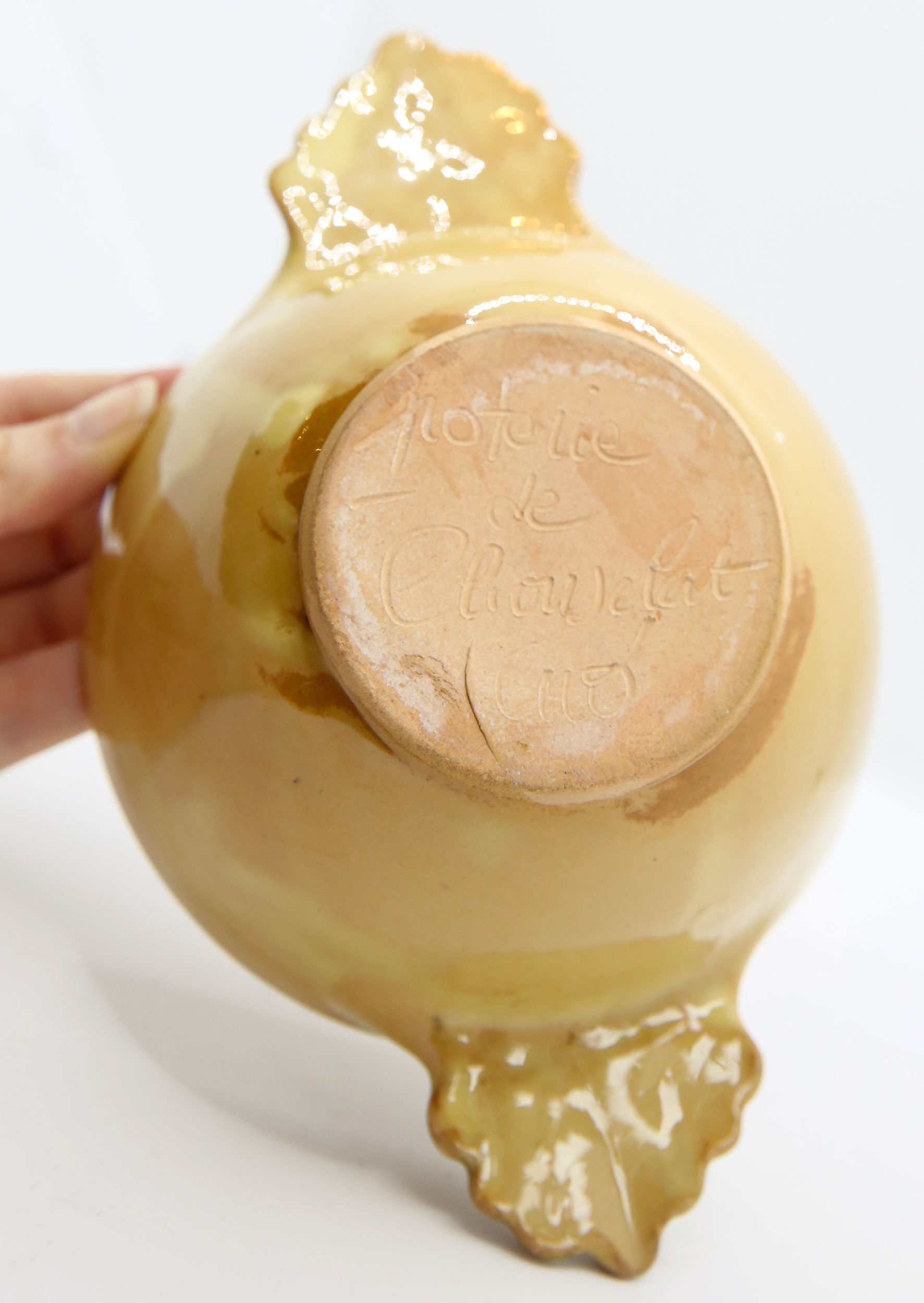 Provencal bowl in yellow ceramic and scrolls