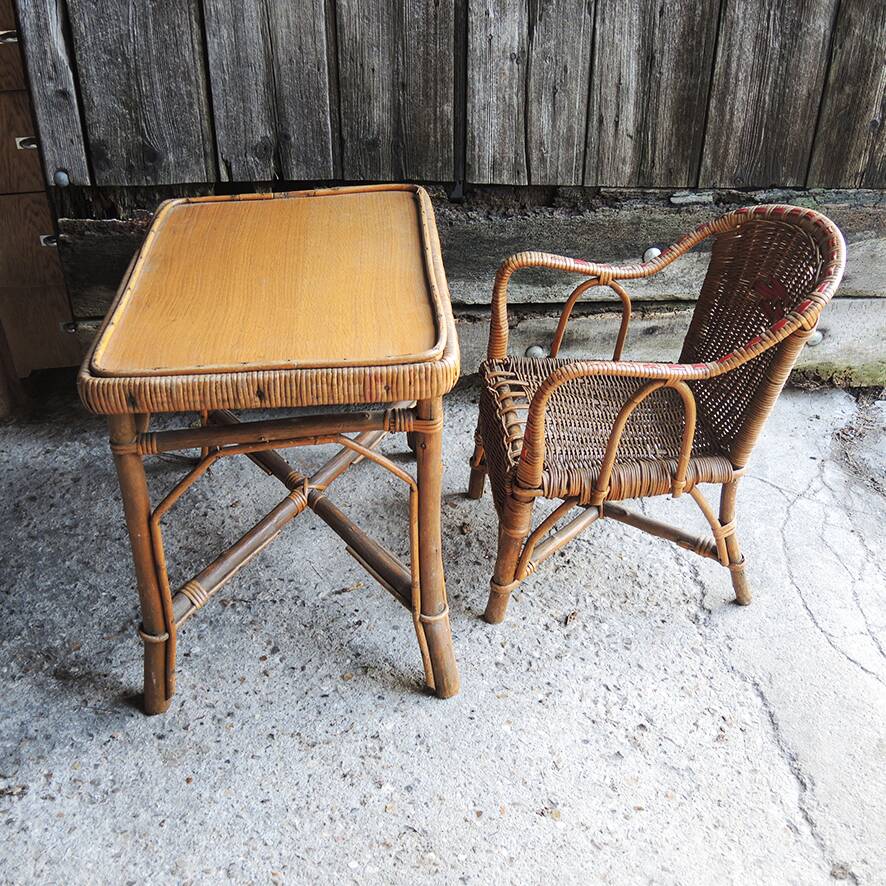 Old Armchair & Desk For Children