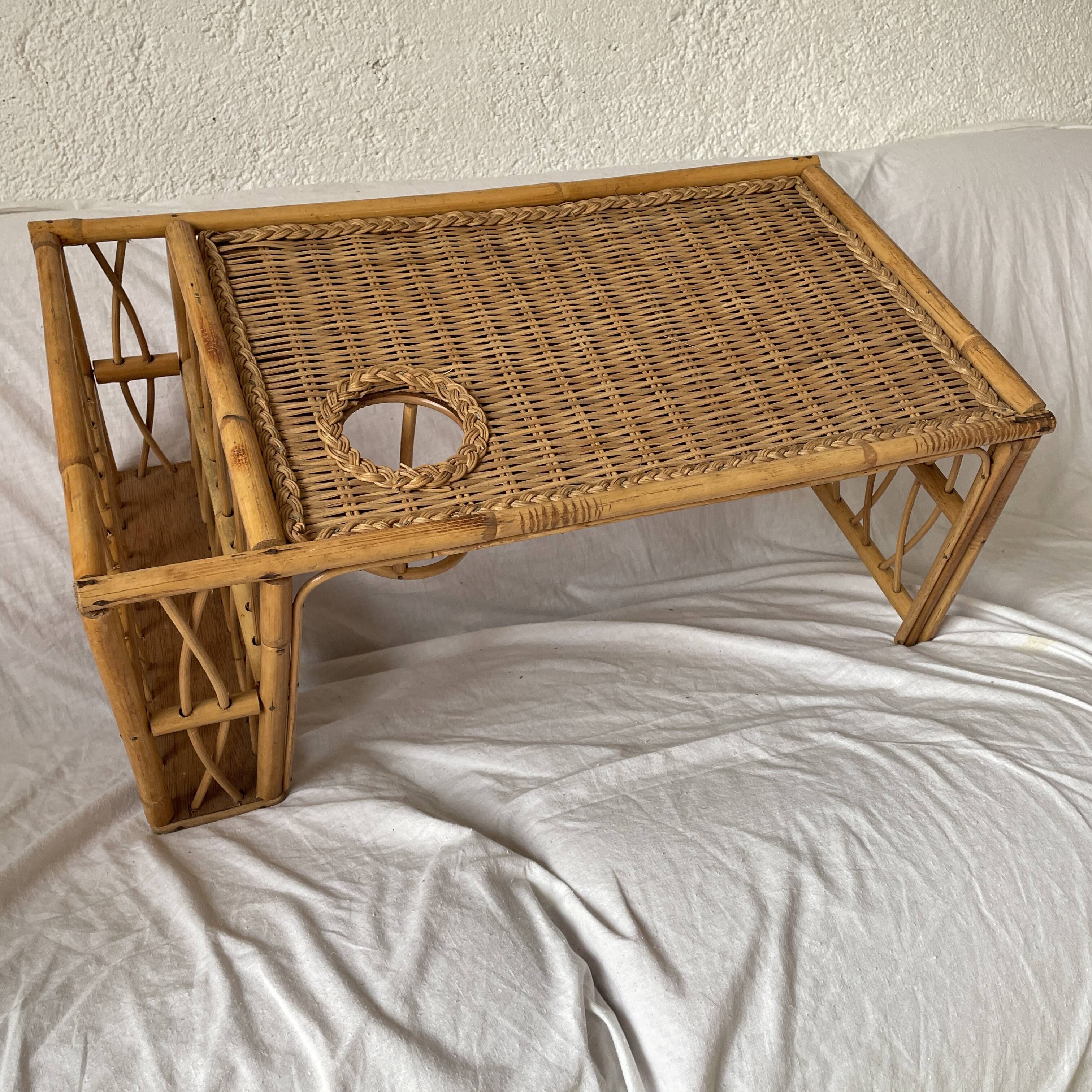vintage rattan bed meal tray or coffee table design 1960 60