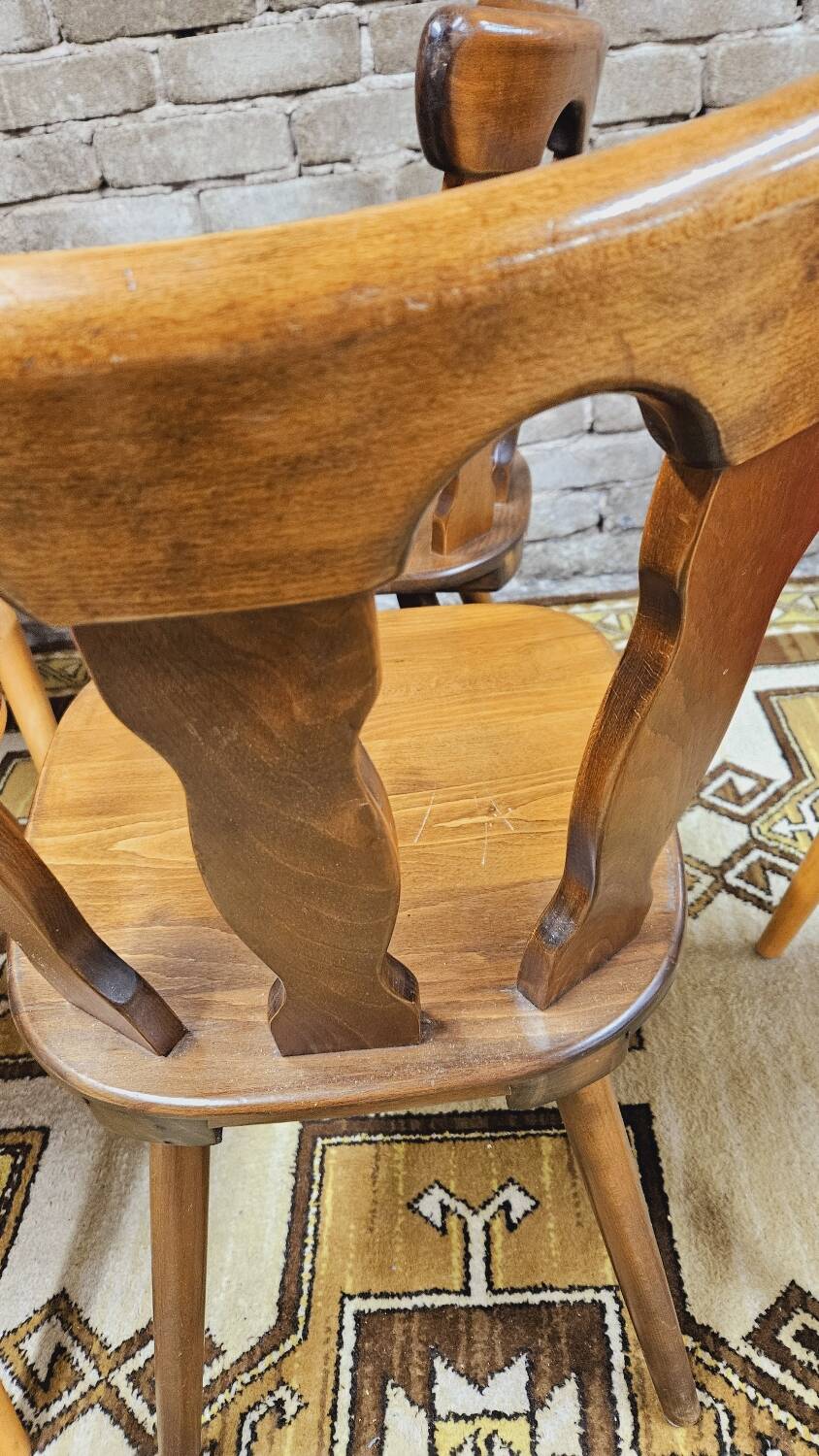 Set of 6 mismatched Baumann style bistro chairs from the 1970s