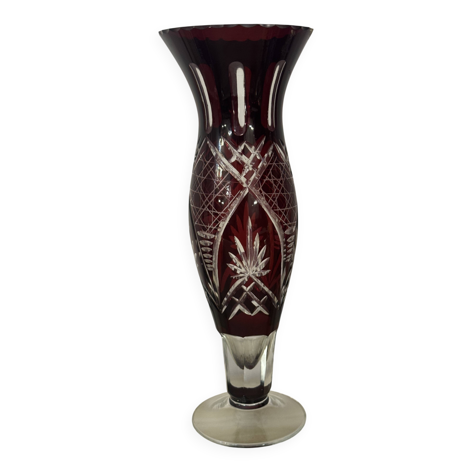 Dark Red Bohemian Crystal Soliflore Vase