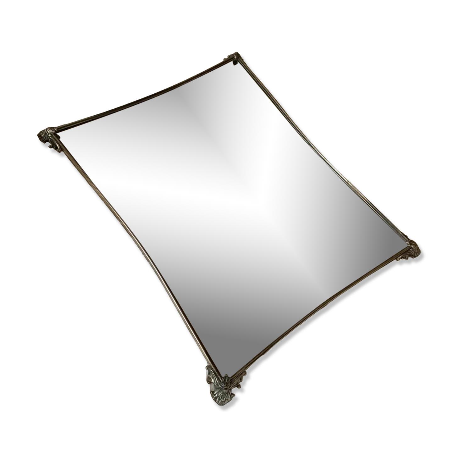 Silver metal mirror curved edge