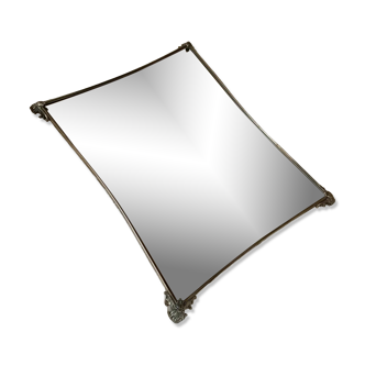 Miroir en metal argenté bord incurvé