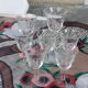 7 glasses the blueberries transparent glass and vintage white flowers 1960
