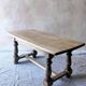 Old farmhouse coffee table in solid oak - turned legs and stretcher.