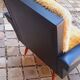 Pair of vintage 60s armchairs in black imitation leather and mustard toffee