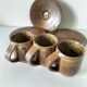 Set of three cups and saucers in pyrite stoneware - Charles Gaudry, Puisaye
