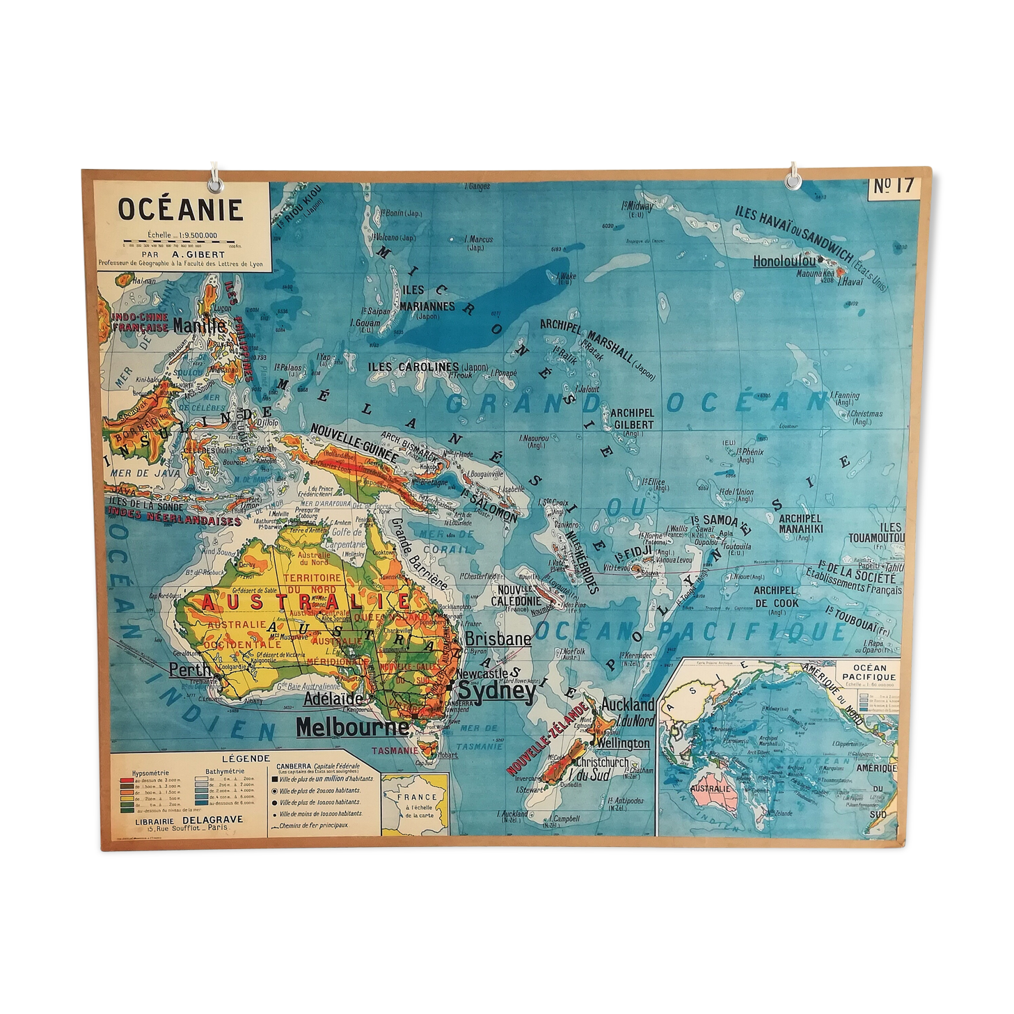 Geographical school Oceania Delagrave 60s map