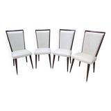 Set of 4 Vintage Mid-Century Modern Chairs with Tapered Legs and Metal Sabers -