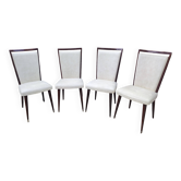 Ensemble 4 Chaises Vintage Mid-Century Modern Pieds Fuselés Sabots Métal -