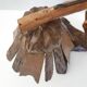 Vintage table lamp 1970s brutalist organic vegetal sculpted wood 70s