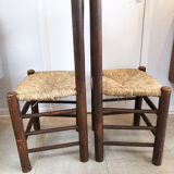 Pair of straw brutalist chairs, 1970