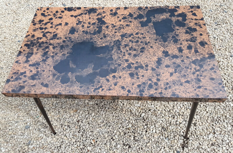 Vintage bistro table iron legs and speckled formica top