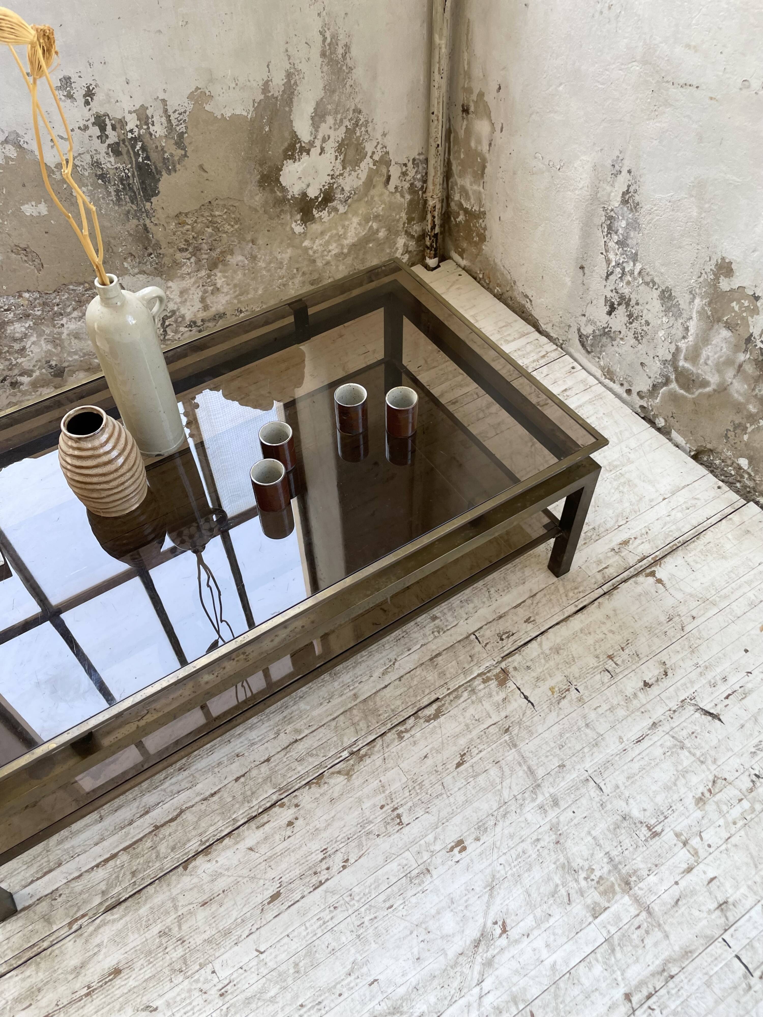 Brass coffee table attributed to Guy Lefevre for Maison Jansen
