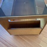 Danish bar coffee table in solid teak and smoked glass from the 50s and 60s