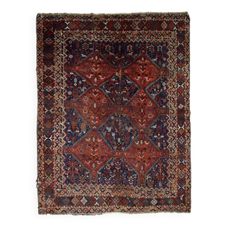 Tapis antique fait main Khamseh persan 156cm x 194cm (années 1900)