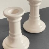 Pair of white ceramic candle holders