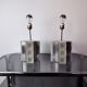 Pair of Poliarte Cubic lamps by Albano Poli, murano glass, Italy, 1960