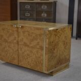 Roche Bobois low sideboard with 2 doors in maple burl Jean-Claude MAHEY 1970's