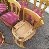 Set of 20 vintage wooden bistro chairs with cushions, year 7
