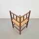 Mid-Century Modern Arts and Craft Style Bobbin Corner Chair in Oak with Rush Seat, 1950s