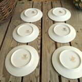 6 small plates signed Limoges France with nenuphar decor and golden border