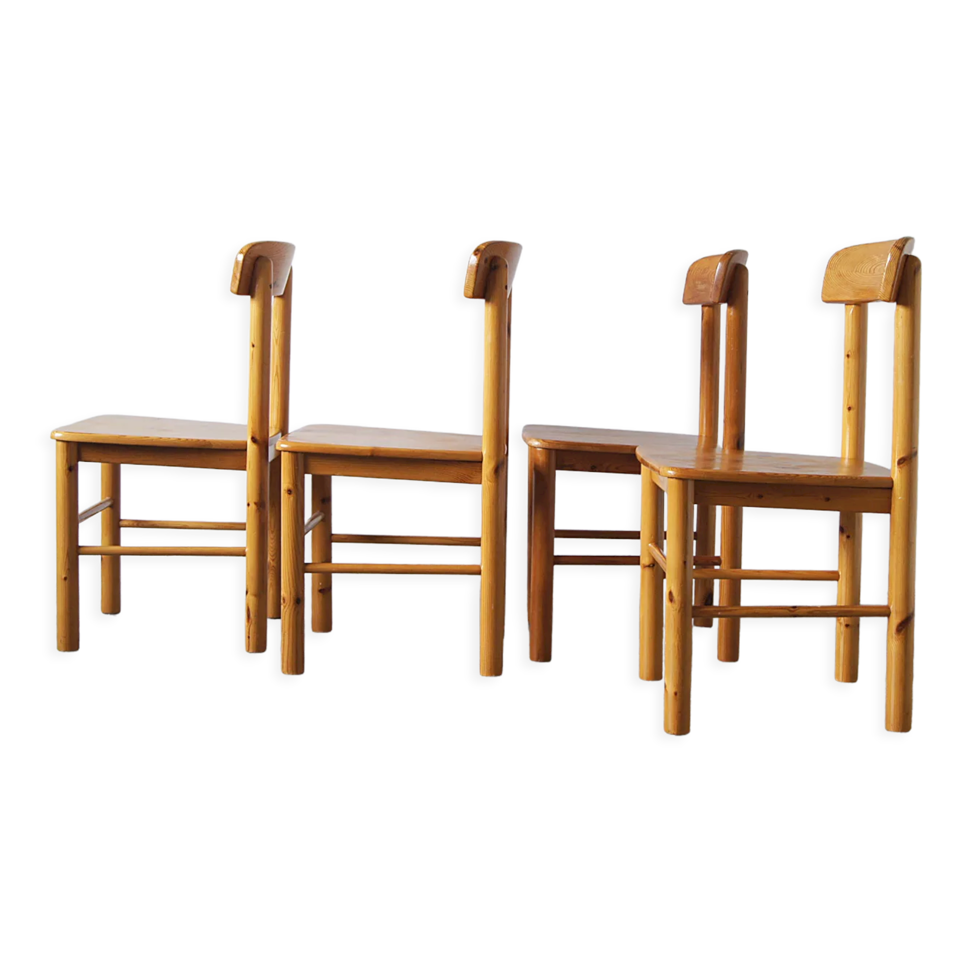 4 brutalist pine dining chairs attributed to rainer daumiller for hirtshals savvaerk