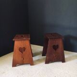 Arts & Crafts Heart Stools, Belgium, 1920s, Set of 2