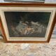 Ancienne gravure a. chaponnier la danse de village paris + cadre bois #b543