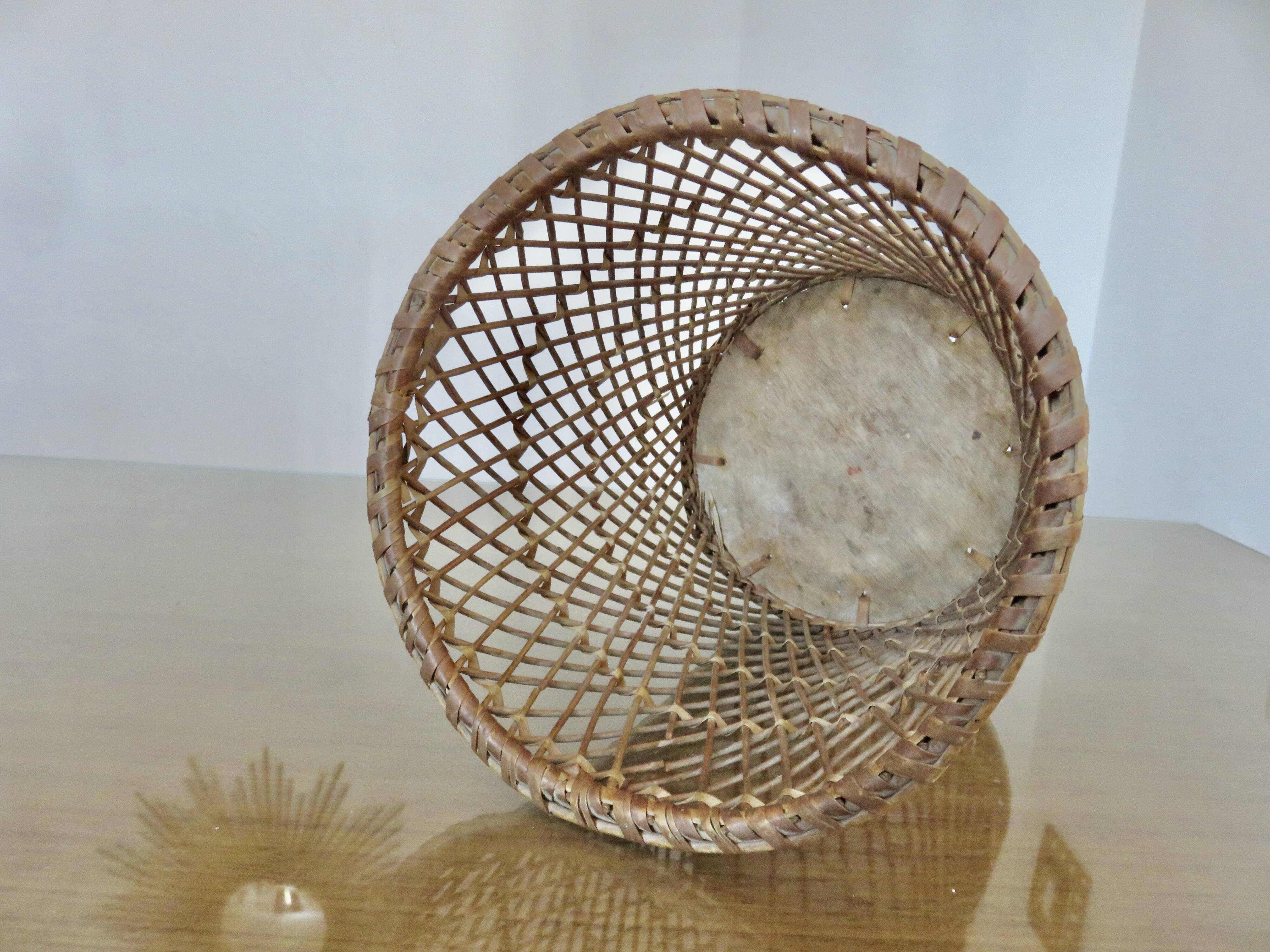 Rattan wastebasket, office, 1960 1970