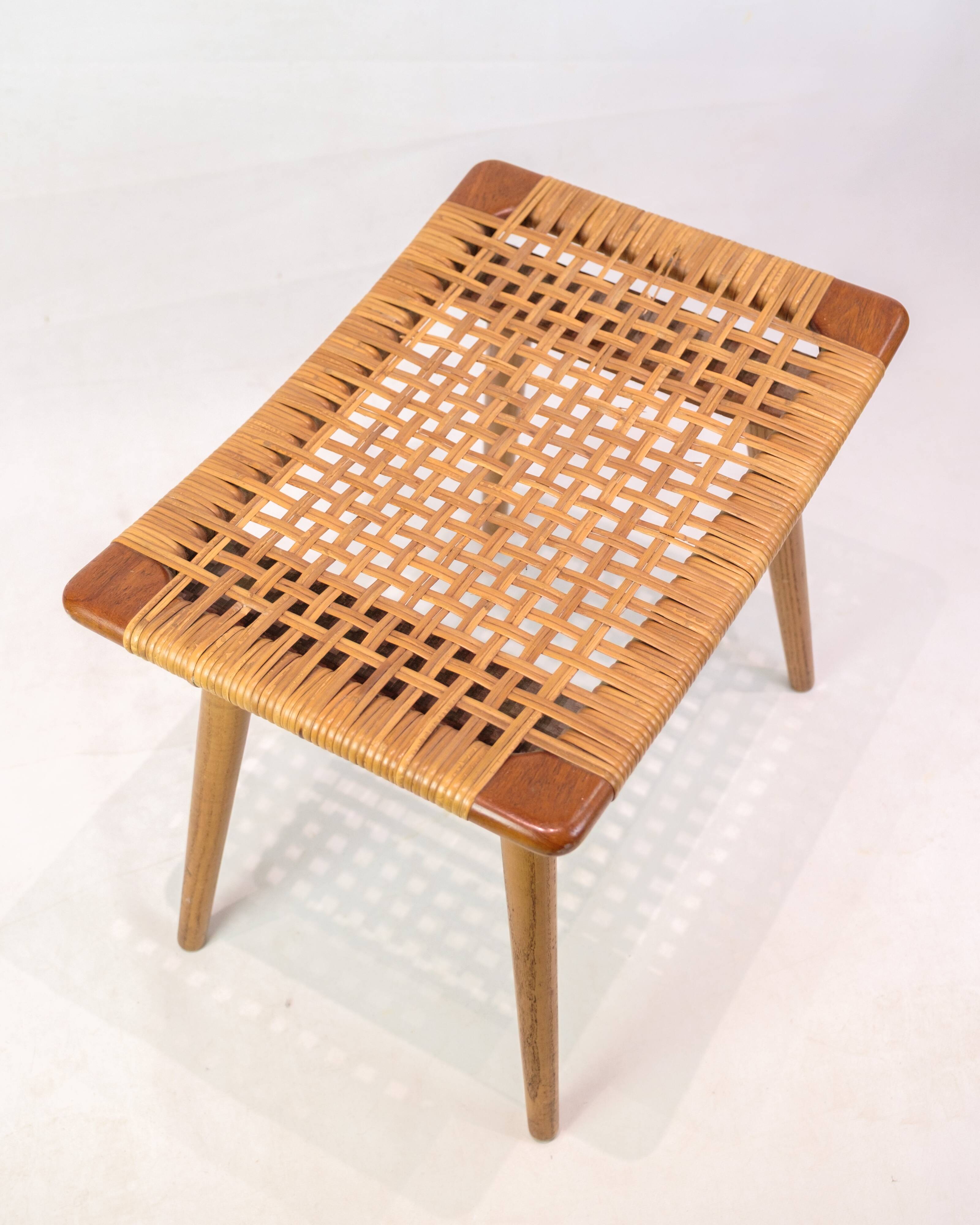 Stool - Teak - Cane weave - Danish design - 1960s.