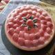 Vintage dessert plate in glazed ceramic with strawberry design, 1950s-1970s.